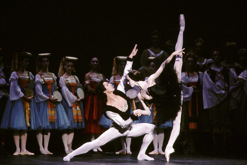 Sylvie Guillem and principal dancer Jean-Yves Lormeau perform in Swan Lake at the Opera Garnier in Paris, 1985.