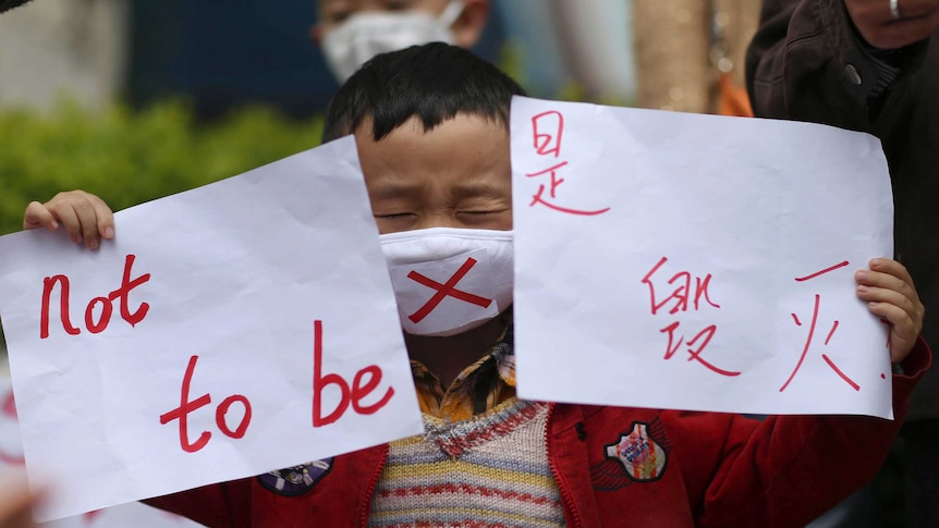 Chinese boy protests PX chemical plant