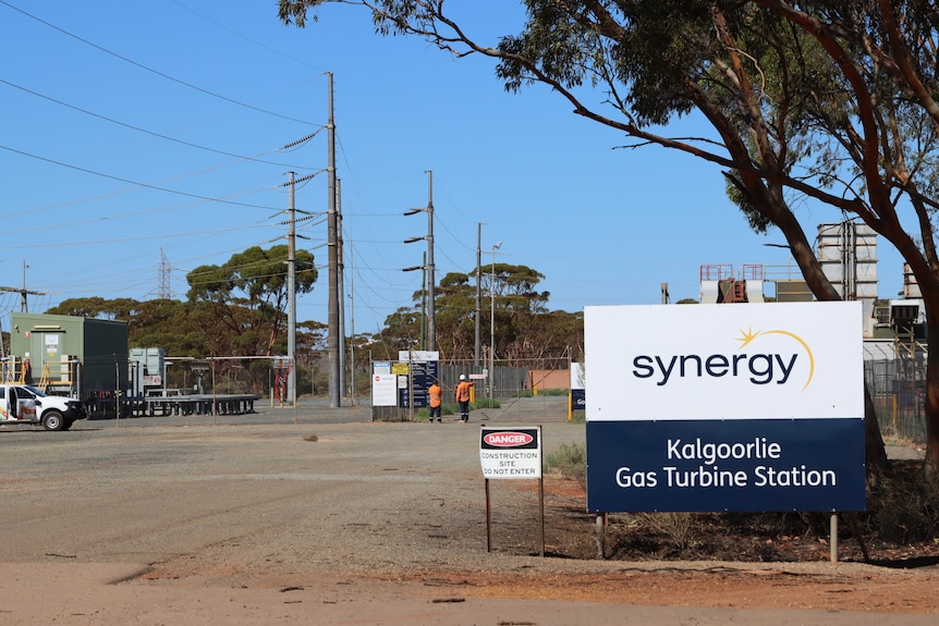 A sign says Synergy Kalgoorlie Gas Turbine Station 