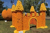 Castle orange sculpture at Griffith Spring Fest