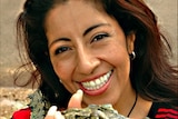 Giovanna Webb holding a baby croc