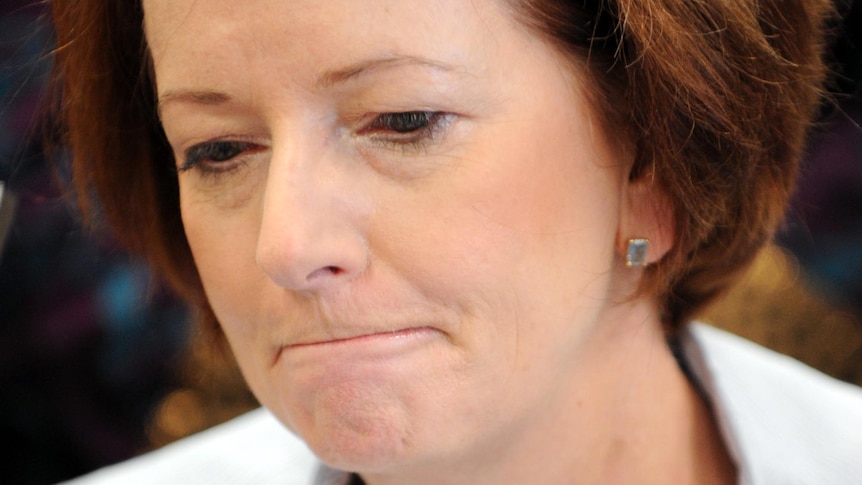 Prime Minister Julia Gillard during a visit to a school in Sydney.