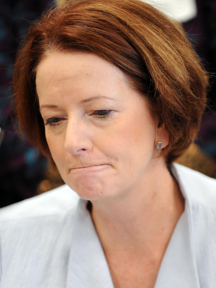 Prime Minister Julia Gillard during a visit to a school in Sydney.