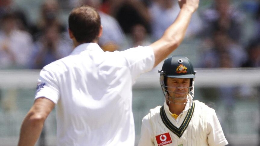 Woeful form continues ... Chris Tremlett sent the Aussie skipper packing for 10.