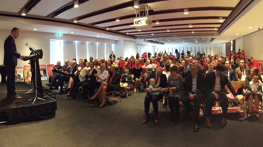 ACT Chief Minister Andrew Barr addresses the launch of ACT Labor's 2016 election campaign