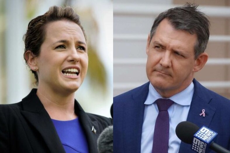 A composite image where CLP leader Lia Finocchiaro faces NT Labor leader Michael Gunner.