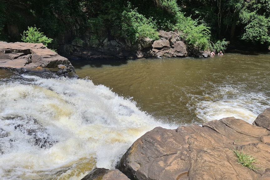 The main waterfall and swimming hole at Gardeners Falls in Maleny.