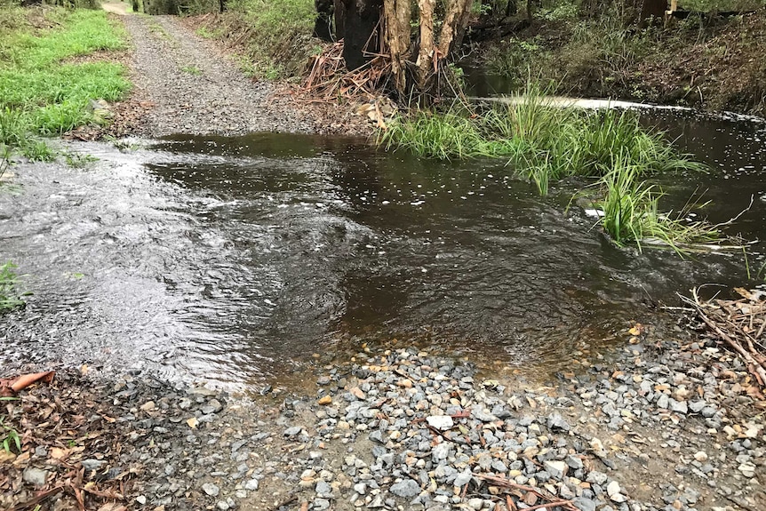 A creek over a road.