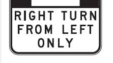 a melbourne hook turn sign that says right turn from left only