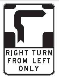 a melbourne hook turn sign that says right turn from left only