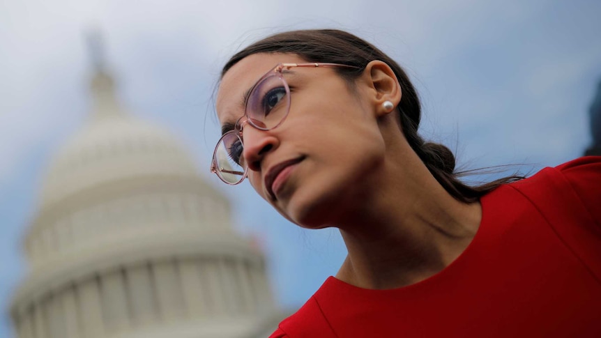 Democratic Representative-elect Alexandria Ocasio-Cortez pictured in from of the Capitol buildiling