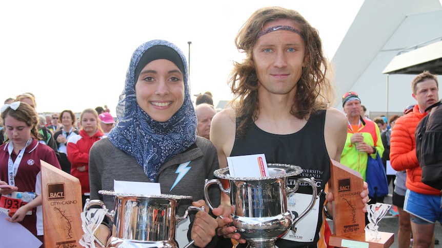 Winners of the 2017 City to Casino run Douglas Hamerlok and Meriem Daoui.