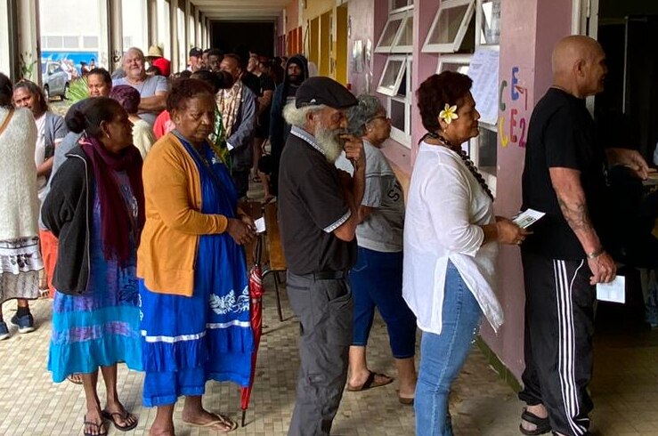 Voters lining up to cast their vote in the referendum.