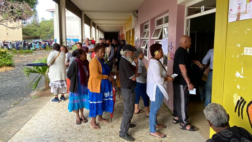 Voters lining up to cast their vote in the referendum.