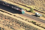 The scene of a crash between a ute and a freight train.