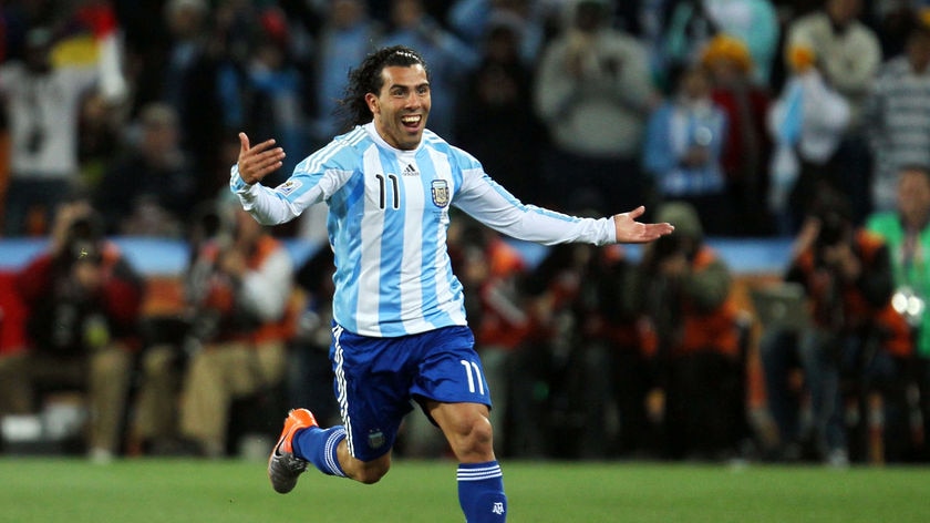 His first goal may have been offside, but there was no arguing over the quality of Tevez's second for Argentina.