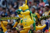 Inflatable kangaroo at Socceroos game