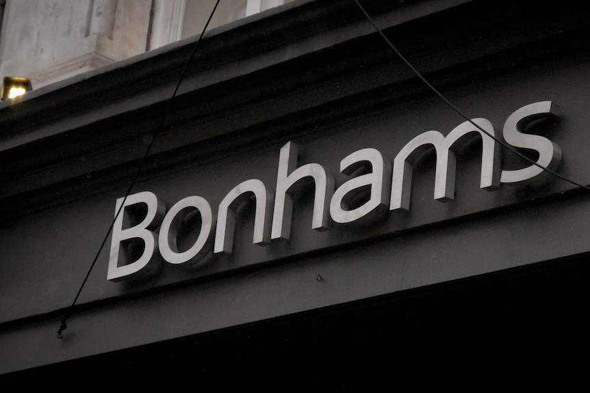 a sign on a shopfront saying bonhams
