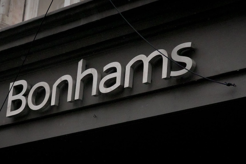 Close up of the sign on the Bonham's office in London.