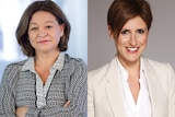 Composite image of former ABC managing director Michelle Guthrie and senior reporter Emma Alberici