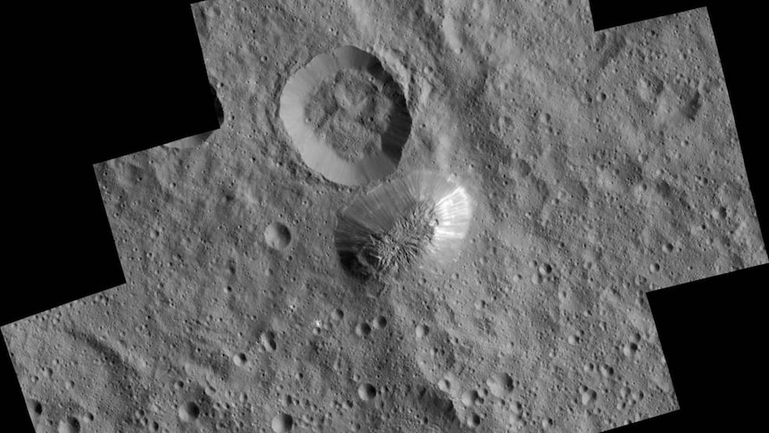 Ahuna Mons volcano on Ceres