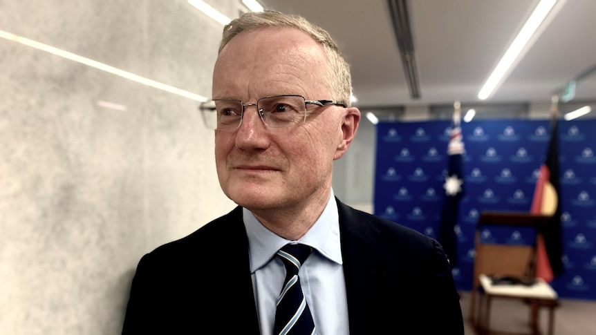 Reserve Bank governor Philip Lowe after a press conference at the RBA head office in Sydney.