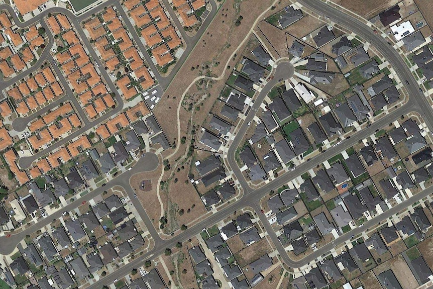satellite shot of Ballarat suburbs