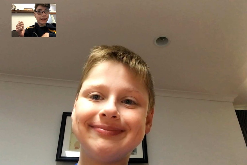 A screenshot of Ezekiel Coutts talking to Joe Lockwood during a video call.