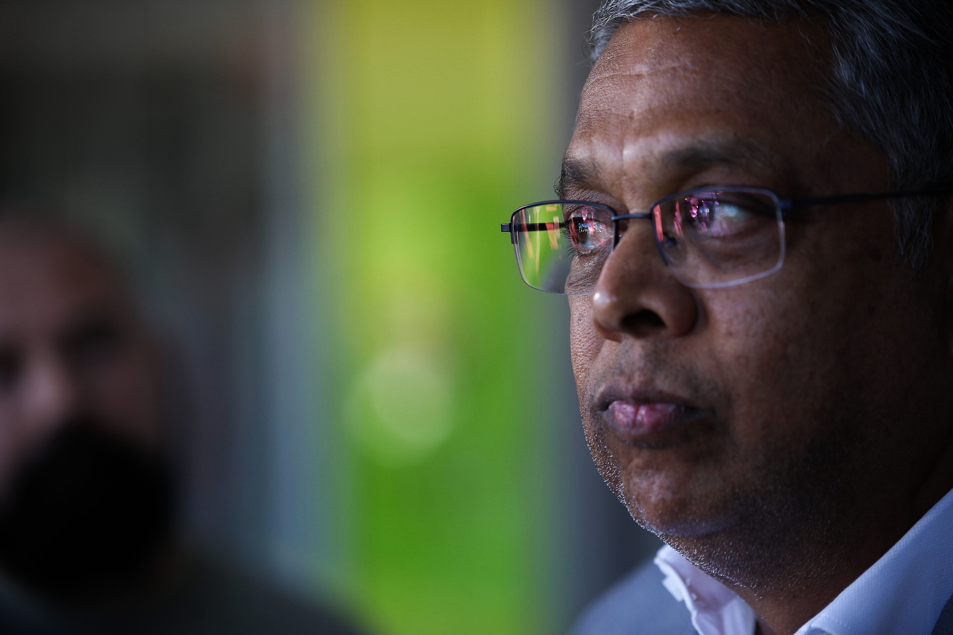 Jagadish Krishnan speaks to reporters.