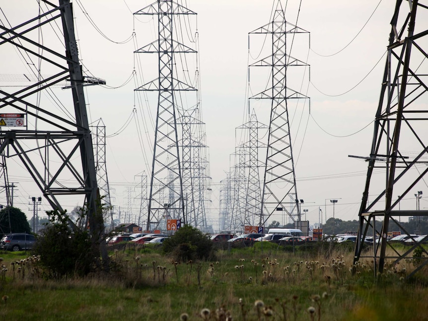 An image of high voltage powerlines outside Melbourne