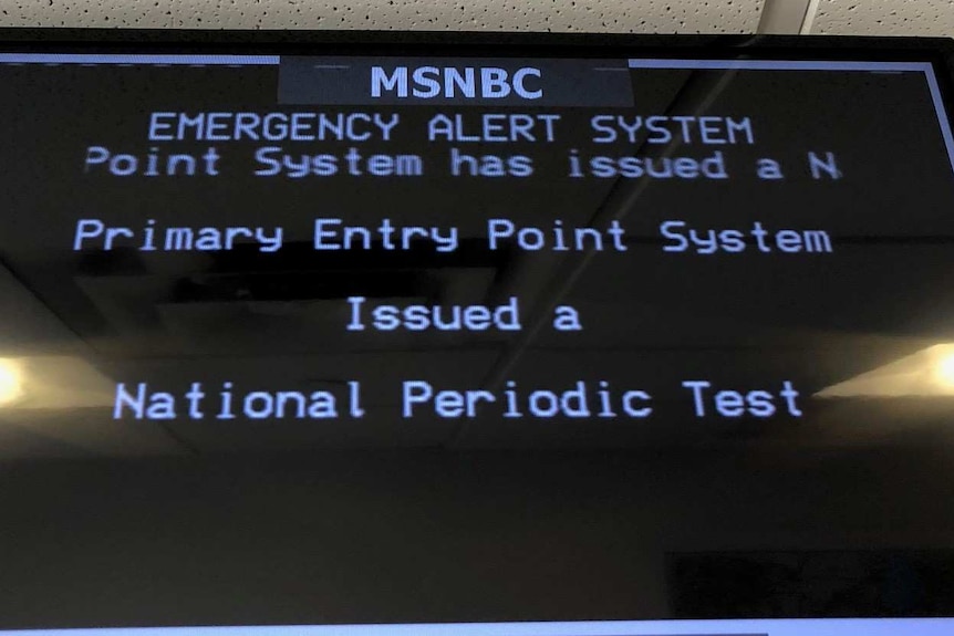 TV screen displaying presidential alert