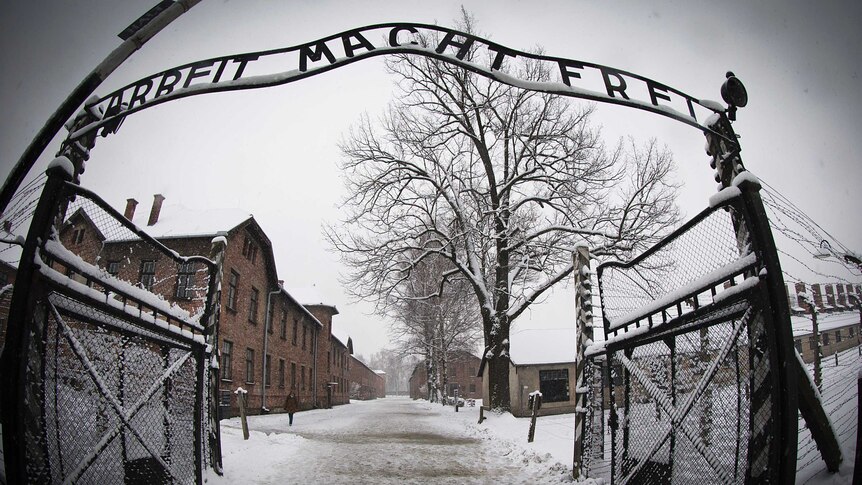 The entrance to the former Nazi concentration camp Auschwitz.