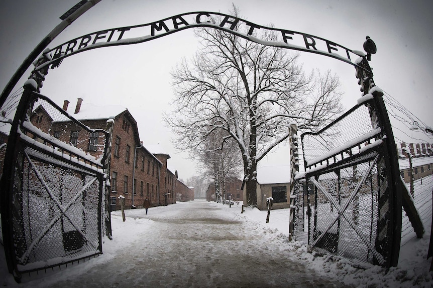 The entrance to the former Nazi concentration camp Auschwitz.