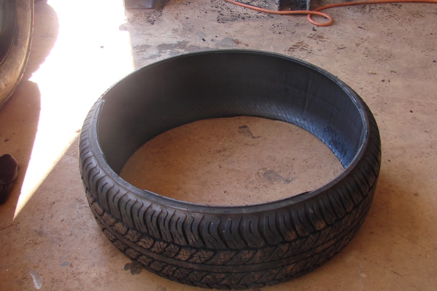 A tyre with the walls cut out
