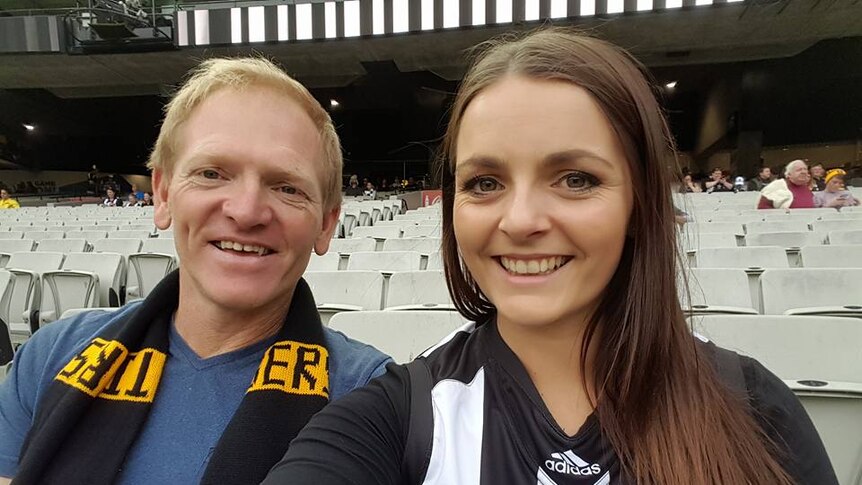 Rebecca Slavin and her dad Gavin Salvin at the football.