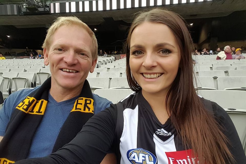 Rebecca Slavin and her dad Gavin Salvin at the football.