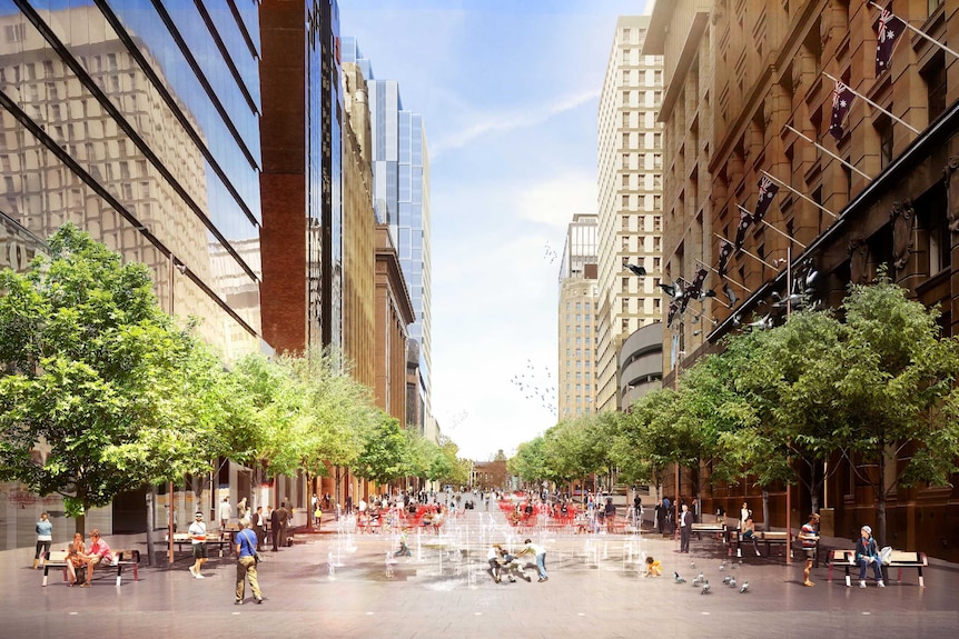 An artist's impression of Martin Place after a proposed redevelopment.