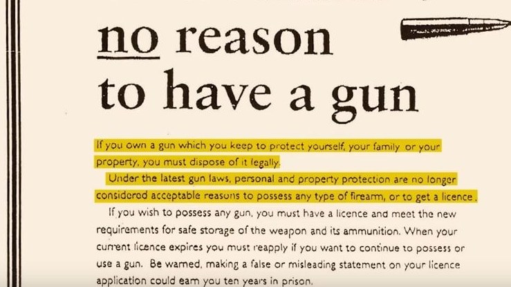 Screenshot of leaflet from NRA Youtube video