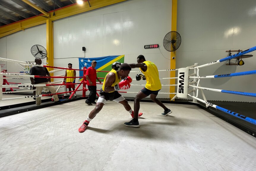 Boxers training at the new Solomon Islands National Institute of Sports 