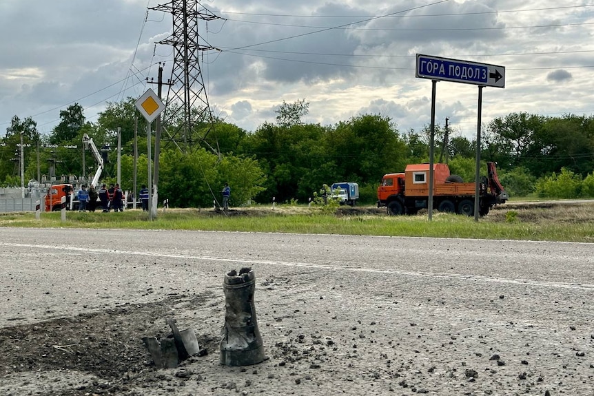 A view shows an abandoned armoured vehicle in Belgorod