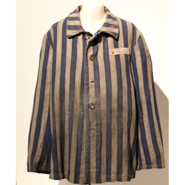 A concentration camp jacket worn by Wilhelm Korn from Vienna