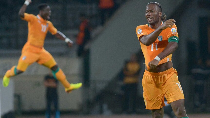 Drogba celebrates Ivory Coast qualification