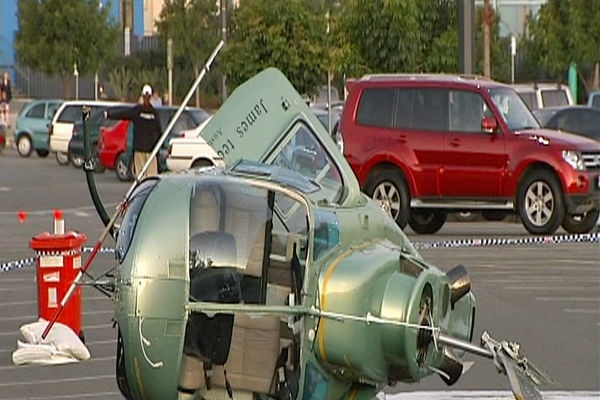 A helicopter crashed in the Dreamworld car park