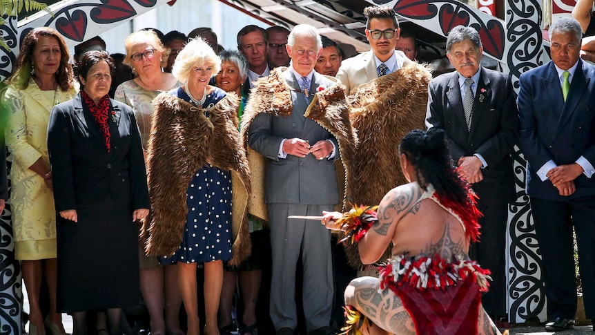 Maori warrior welcomes Prince Charles and Camilla