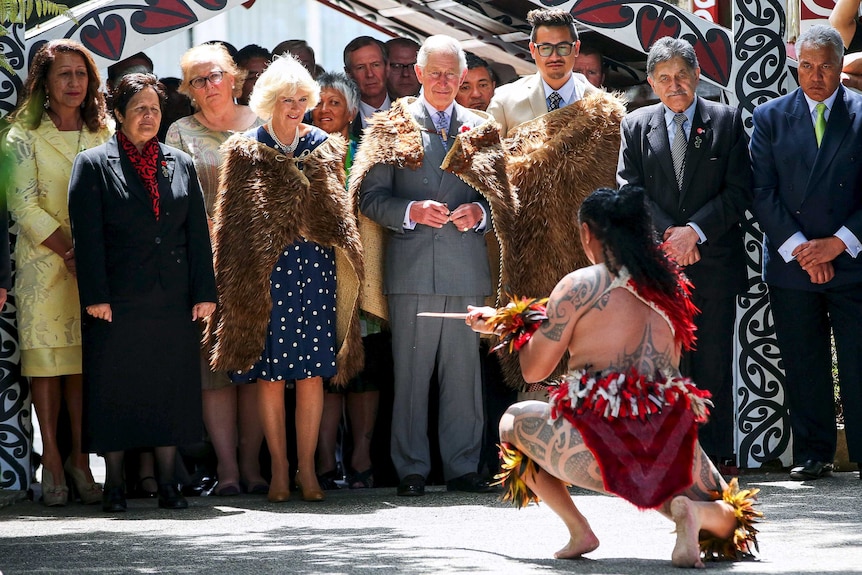 Maori warrior welcomes Prince Charles and Camilla