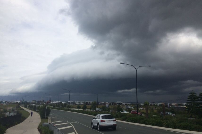Dark storm clouds approach the Sunshine Coast