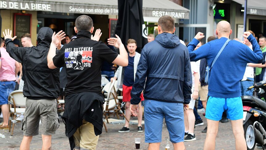 Russian fans confront English supporters in Lille