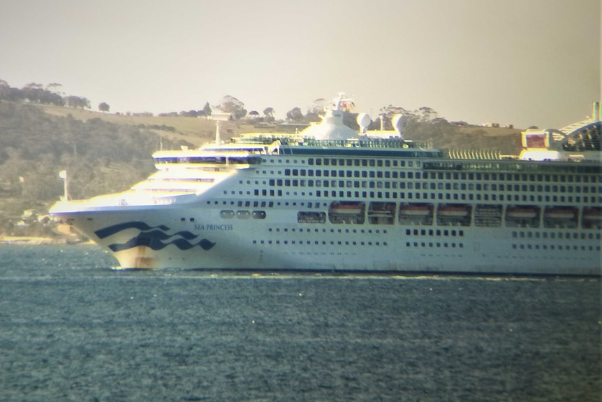 Sea Princess cruise ship in River Derwent, Hobart.