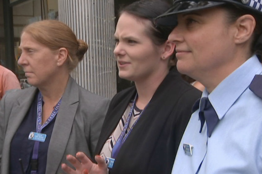 Senior Constable Amy Champion (centre) suffered severe injuries when a truck careered into several cars at Dee Why in 2014.