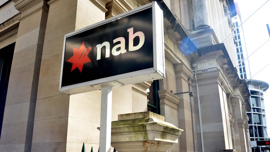 The NAB sign outside the bank's Brisbane building on May 15, 2012.